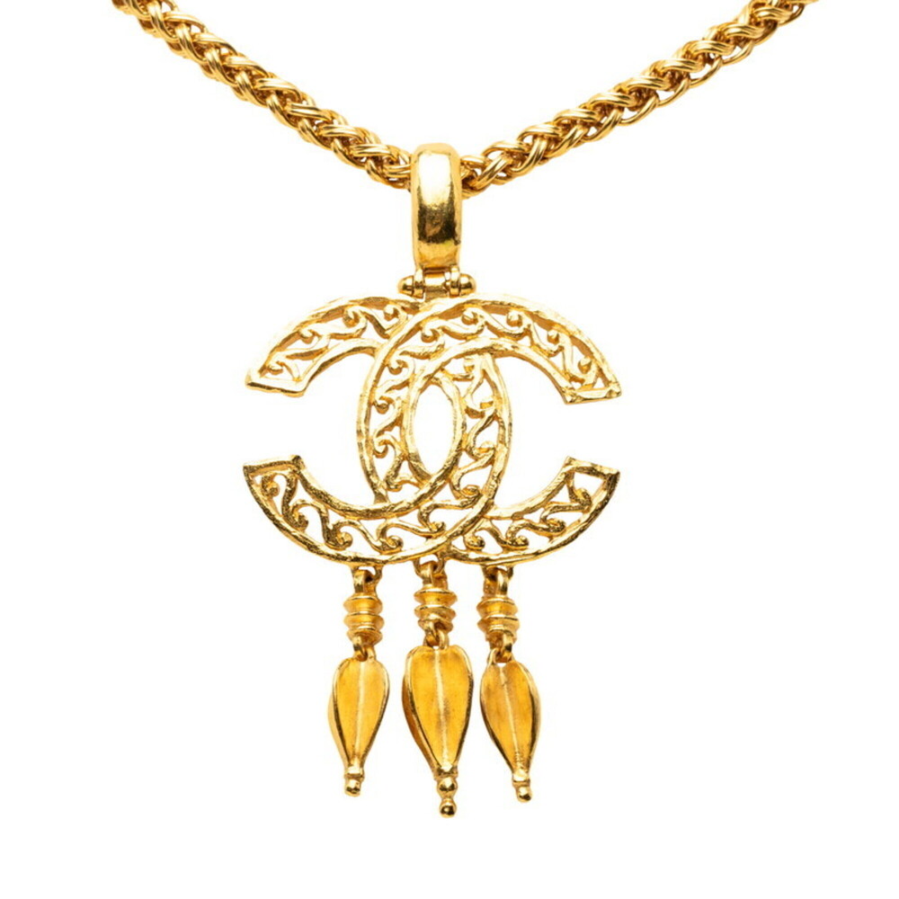 Chanel Vintage Coco Mark Rogue Chain Necklace Gold Plated Women's CHANEL